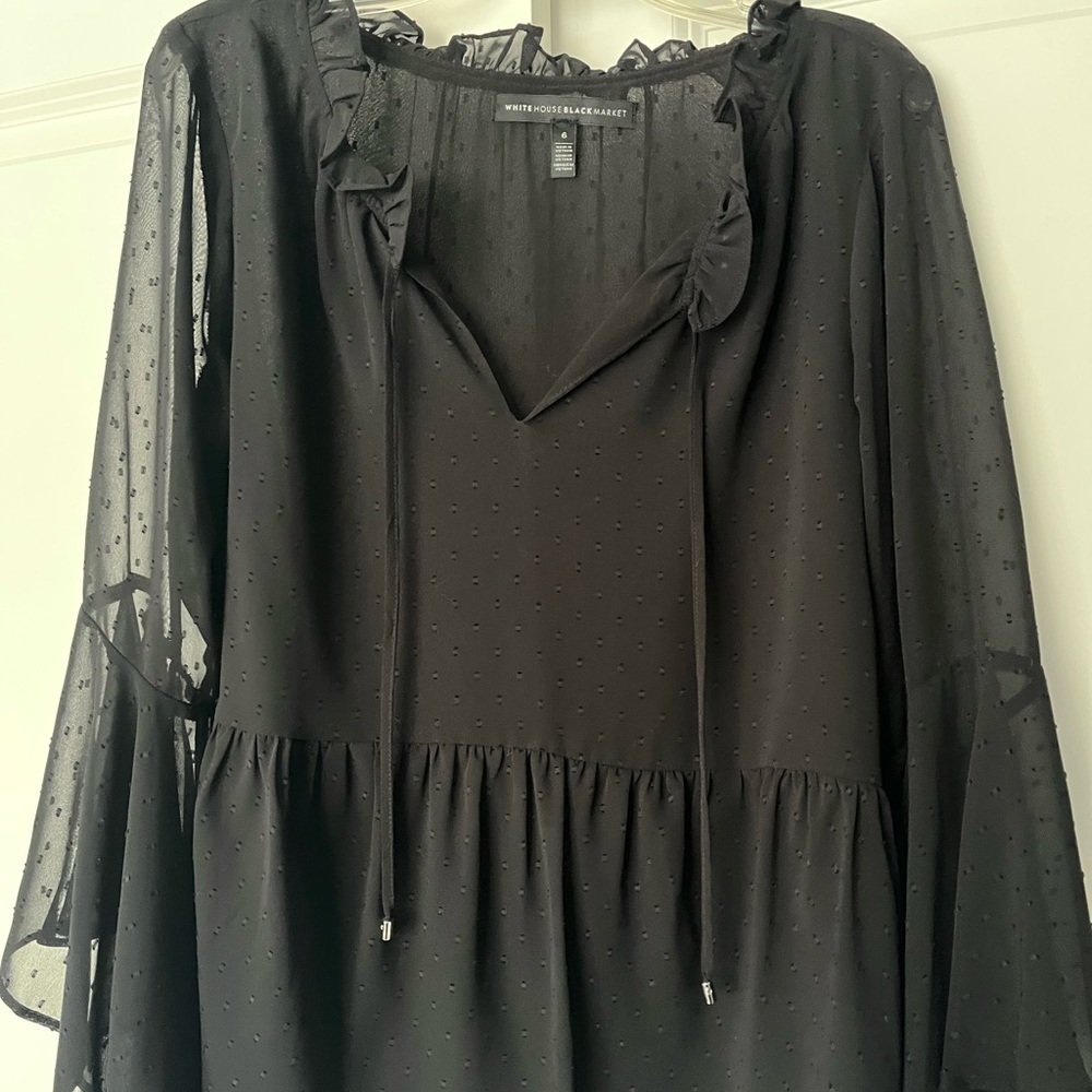 WHBM sheer black top.